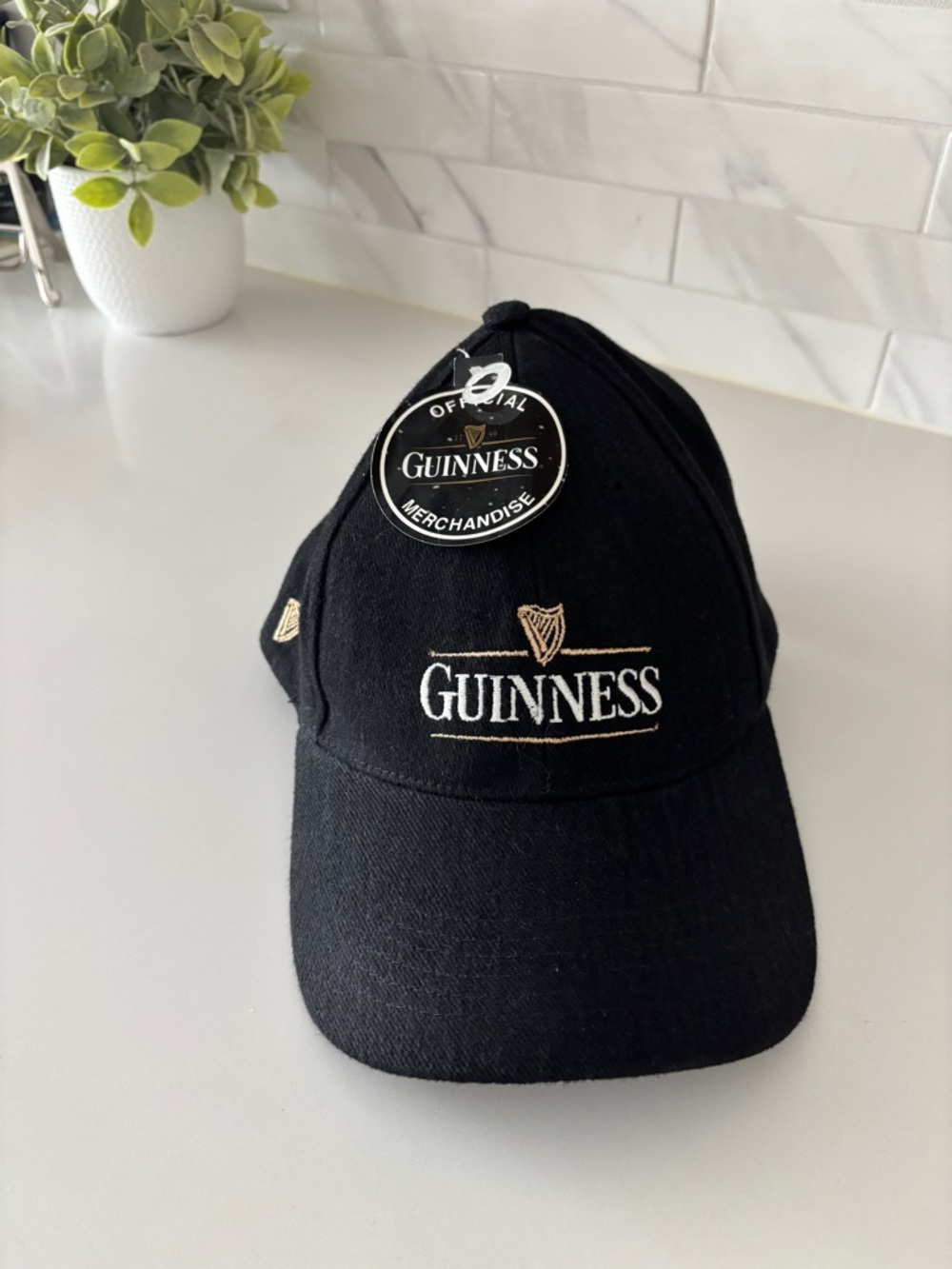 Guinness NWT Black Cap with Gold and White Embroidery